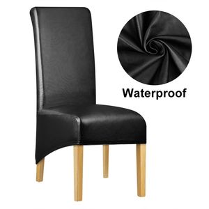 Vattentät PU Fabric Long Back Chair Cover King täcker elastisk tvättbar hem el bankett 211116