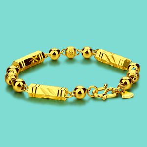 Men's jewelry Tennis plated 24k pattern design bracelet fashion gold color chain 7mm 19cm Size birthday gift for friend family