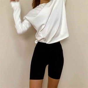 Lato Vintage Bawełna Wysoka Piętrowa Szorty Rowerzysta Koreański Krótki Mujer Sexy Mini Casual Black Feminino Streetwear 210521