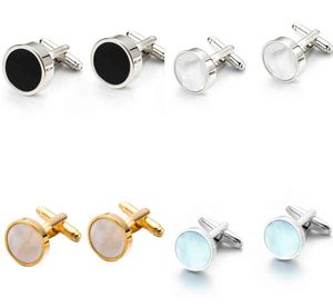 10Pairs / Lot Classic Sea Manschettknappar Natur Seashell Mother Pearl Shell Cuff Link Men's Smycken Accessory Business Style