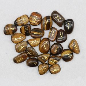 Decorative Objects & Figurines 25pcs/set Natural Jasper Stone Nordic Viking Runes Set Healing Palm Fortune-Telling Feng Shui Divination Deco