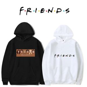 Friends men's and women's Korean version simple cartoon letters autumn winter new plush Hoodie ins