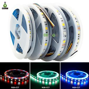 DC12V RGBCCT paski 5050 RGB + CCT (RGBW RGBWW) 5 kolorów w 1 chip LED Strip Light 60EDS / M Wodoodporna elastyczna taśma taśmowa 5m / rolka