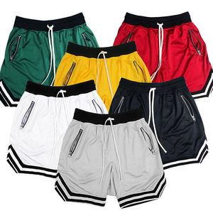 Hip Hop Casual Sports Shorts Sommar Joggare Män Zipper Ficka Elastiska Midja Shorts Boxer Snabb Torka Fitness Sweatpants