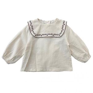 Primavera New Baby Girls Blouse Bambini Bambini Camicia a maniche lunghe Ragazza Grande risvolto Camicia di risvolto Fashion Primavera Girls Top 210413