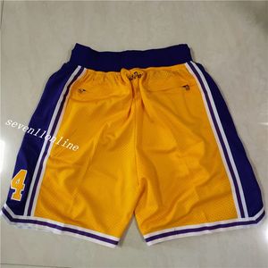 Herren-Team-Basketball-Shorts Los Angeles Classic Gold Lila Schwarz Sport-Shorts mit Nähten, Hip-Pop-Hose mit Taschen-Reißverschluss-Jogginghose in Größe S-2XL