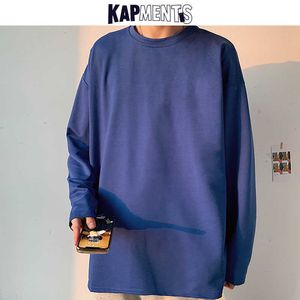 Kapitel übergroß, solide 12 Farben Pullover Hoodies für Männer 2021 Mens Streetwear Harajuku Sweatshirts Langarm koreanische Kleidung y0816