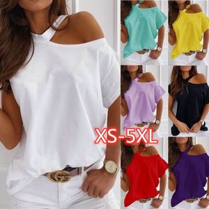 Sexy T-Shirts für Damen, Sommer, weiße Tops, modisch, aushöhlen, kurze Ärmel, schwarze T-Shirts, Damen, Straße, lässig, schulterfrei, plus Größe Y0508