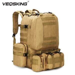 50L taktisk ryggsäck, mäns militära ryggsäck, 4 i 1 molle sportväska, utomhus vandringsklättring armé ryggsäck campingväskor 220216