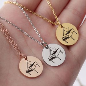 Wholesale american stainless steel jewelry for sale - Group buy DIY Stainless Steel Laser Engraved Piano Pattern Disc Charm Pendant Necklace Personality Simple Couple Jewelry European and American Popular Gifts
