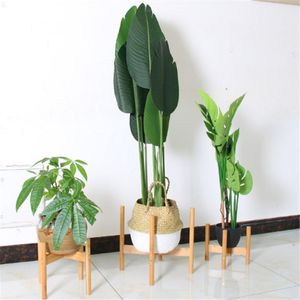 Free Standing Bonsai Holder Wooden Flower Pot Tray Decoration Solid Wood Scindapsus Rack Succulent Plant Shelf Office Home Decor Planters &