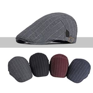 Berets Classic Stripe Flat Caps For Men Spring Summer Visor Peaked Hat Thin Herringbone Sboy Cap Women Unisex Adjustable
