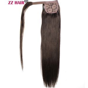 16-30 inches wrap magi hästsvans hästdjur 140g klipp i / på 100% brasiliansk remy mänsklig hår förlängning naturlig rakt