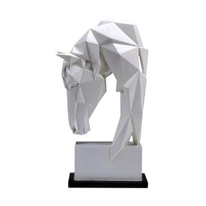 Horse Head Ornaments Animal Resin Home Decoration Nordic Geometric Origami Crafts Furnishings Living Room Desk Decor Statuette 210727