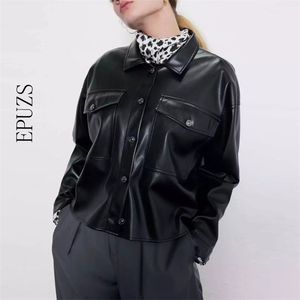 Kış Faux Deri Ceket Kadın Kürk Ceket Streetwear Siyah Logn Kol Motosiklet Biker S Punk Dış Giyim 210521