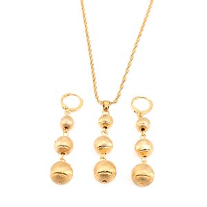 Бусы кулон ожерелья серьги серьги для женщин-подростковые девочки золотые цвета круглые шарики ювелирные изделия подарки