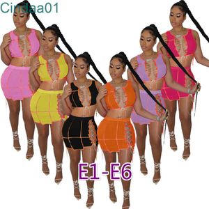 Frauen Kleider Designer Zwei Stücke Set Sommer Sexy Strand Kleidung Drucken Brief Ärmellos Schlank Nachtclub Tragen Crop Top Mini rock Anzug