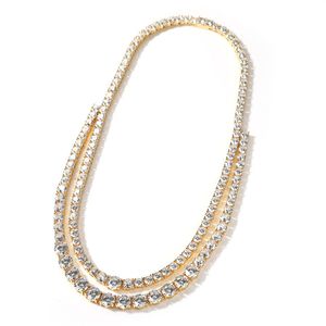 16 дюймов-18 дюймов 18 тысяч Золотая серебристая Bling CZ 2 ряда теннисные цепи ожерелье для мужчин Женщины хороший подарок