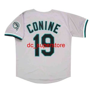 Maglia da baseball Jeff Conine 1997 Florida Grey Road cucita su misura con toppa della squadra Maglia da baseball per uomo e donna XS-6XL