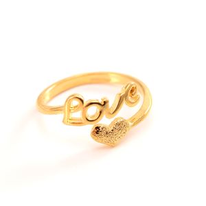 Modischer Ring aus 24-karätigem, massivem GF-Gold in Herzform, niedliches Liebeswort, Kunstring für Frau, weiblich, Statement-Verlobungsfeier-Schmuck