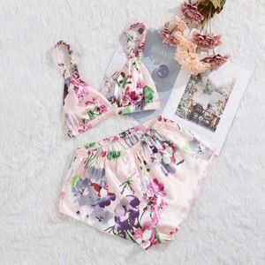 Saten İpek Pijama Kadınlar Gecelik Lingerie Iç Çamaşırı Pijama Menina Baskı Gecelikler Kadın Uyku Giyim Q0706