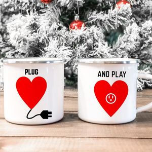 Kubki Plug and Play Creative Vintage Lovers Emalia Wedding Party Wino Piwo Drink Juice Filiżanki Lover Gifts Śniadanie Mleko Oat Kubek