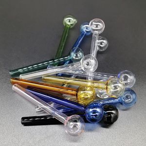 4inch 6inch Colorful Pyrex Glass Oil Burner Pipe Smoking Great Tube Oils Nail Tip Tobcco Herb Burning For Water Hand Pipes Bong Smoke Accessories