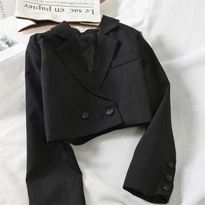 헬기 여성 블랙 정장 재킷 긴 소매 Buttoned Ol 자르기 탑 Harajuku 자켓 가을 211014