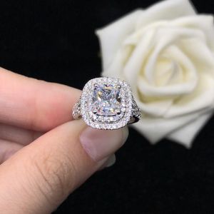 Cluster Ringen Solid K Witte Gouden Sieraden ct Kussen Cut D Moissanite Ring Au750 Engagement voor Vrouwen Box Gift