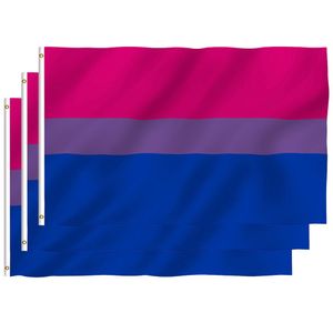 3 * 5FT LGBT Bandeira do arco-íris Impressão de bandeiras bissexuais Poliéster com bronze ilhós HH21-330