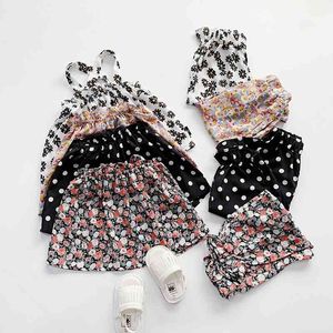 Lato Arrival Girls Fashion Floral 2 Kawałki Garnitur Top + Spodnie Dzieci Szyfonowe Odzież 210528