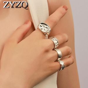 Anéis de casamento Zyzq Vintage Prata Banhado Aberto Aberto Irregular para Womens Gótico Punk Steampunk Wave Dedo Dedo De Festa Jóias