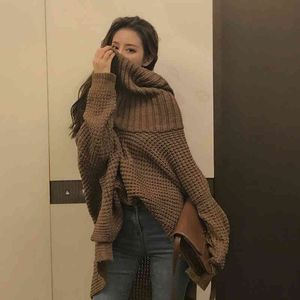 Spring Sweet Casual Thick Warm Pullovers Knitted Korea Style Plus Size Women Off Shoulder Black Sweater Tops QZ510 210510