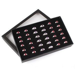 Worzaki biżuterii, Torby 1 Sztuk Wykwintne Praktyczne Fine 36 Slots Pierścień Storage Ear Display Box Organizator Uchwyt Przezroczysty Okno Pokaż Case