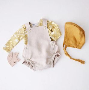 Baby rompers barn sling jumpsuits tjejer solida randiga overell spädbarn casual suspender bodysuits bomull spädbarn klättra kostymer onesies japansk stil wmq1151