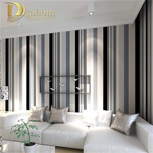 Modern preto e branco cinza listras verticais papel de parede sala de tv sala de estar papel decoração simples papel de parede listrado R295 210722