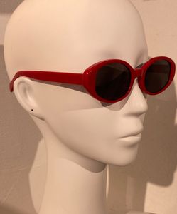 Shaded Red toptan satış-Kedi Göz Oval Güneş Gözlüğü Kırmızı Gri Lens Güneş Gözlükleri Kadınlar için Moda Shades Kutusu Ile