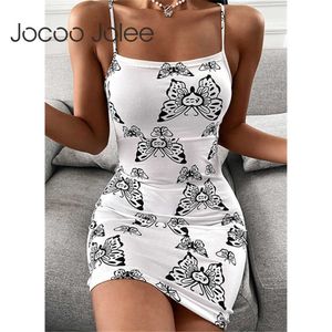 Jocoo Jolee Elegant Strap Bodycon Dress Sexy Skinny Bandage Mini Dress Summer Y2K Short Dress Beach Party 210619