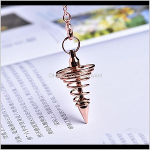 Ciondoli 1Pc Metallo Amuleto Spirale Cono Antico Rame Oro Sier Colorato Orologio Per Piramide Pendolo Aura Qyltsi Syiq7 J4Aeh