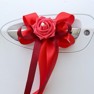 Decorative Flowers & Wreaths Door Handles Beautiful Wedding Car 1PC Rearview Mirror Decorations Festival Supplies Decoration Flower 12 Color