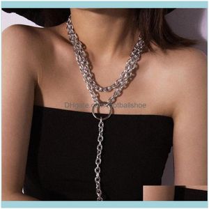 Necklaces & Pendants Jewelryae-Canfly Punk Multi Layer Chunky Aluminium Chain Choker Necklace Collar Statement Round Circle Pendant Women Je