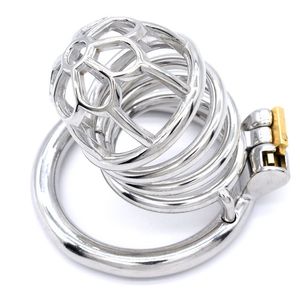 Lockable Penis Bondage Lock Stainless Steel Cock Cage Metal Ring Chastity Device Belt Sex Toys for Men