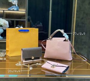 3pc Luxurys Designers Mulheres Moda Totes Bolsas Cross Body Bags Combinação Famosa mochila clássica de Brown Capacidade de Capacidade Portátil 51