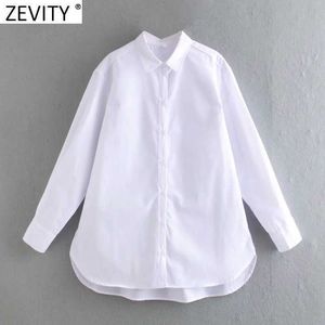 Zevity Frauen Mode Umlegekragen Langarm Weiß Kimono Shirt Büro Dame Casual Bluse Roupas Chic Femininas Tops LS7577 210603