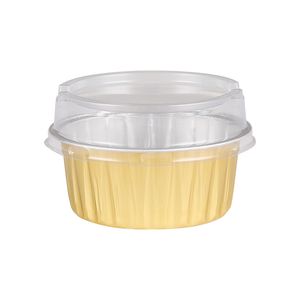 Kubki deserowe z pokrywkami złote uchwyty do pieczenia folii aluminiowej Utwórnia Bakeczka Bakey Clear Clear Pudding Case Tools T2