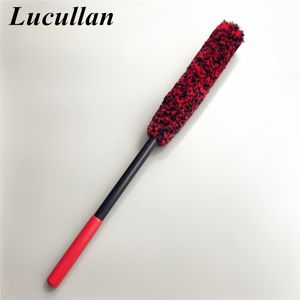 Lucullan Single Pack Improved Version Strengthening Handle Premium Wool Wheel Brush 38/43CM Car Rim Brushes Soft Fibers Woolies