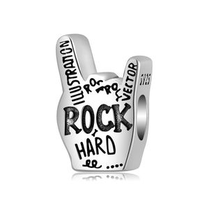 Outro Love You Rock Gesture Beads 100% 925 Sterling Silver Charms Fits Original Bracelets Making Jewelry Accessories