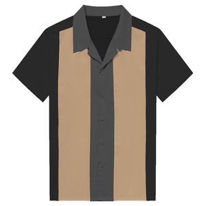Charlie Harper Shirt縦縞男性50SロカビリーボタンダウンコットンS半袖ビンテージドレス210626