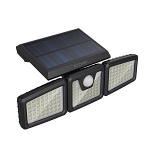 BlitzWolfﾮ BW-OLT4 Drehbares, mit 3 Köpfen verstellbares, wasserdichtes 120ﾰPIR-Sensor-Solar-Flutlicht