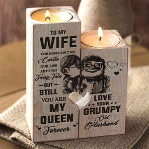 Husband to Wife -You Are My Queen Forever - Candle Holder with Candle Gift for Birthday Anniversary Decoration Candlesticks Home 210722